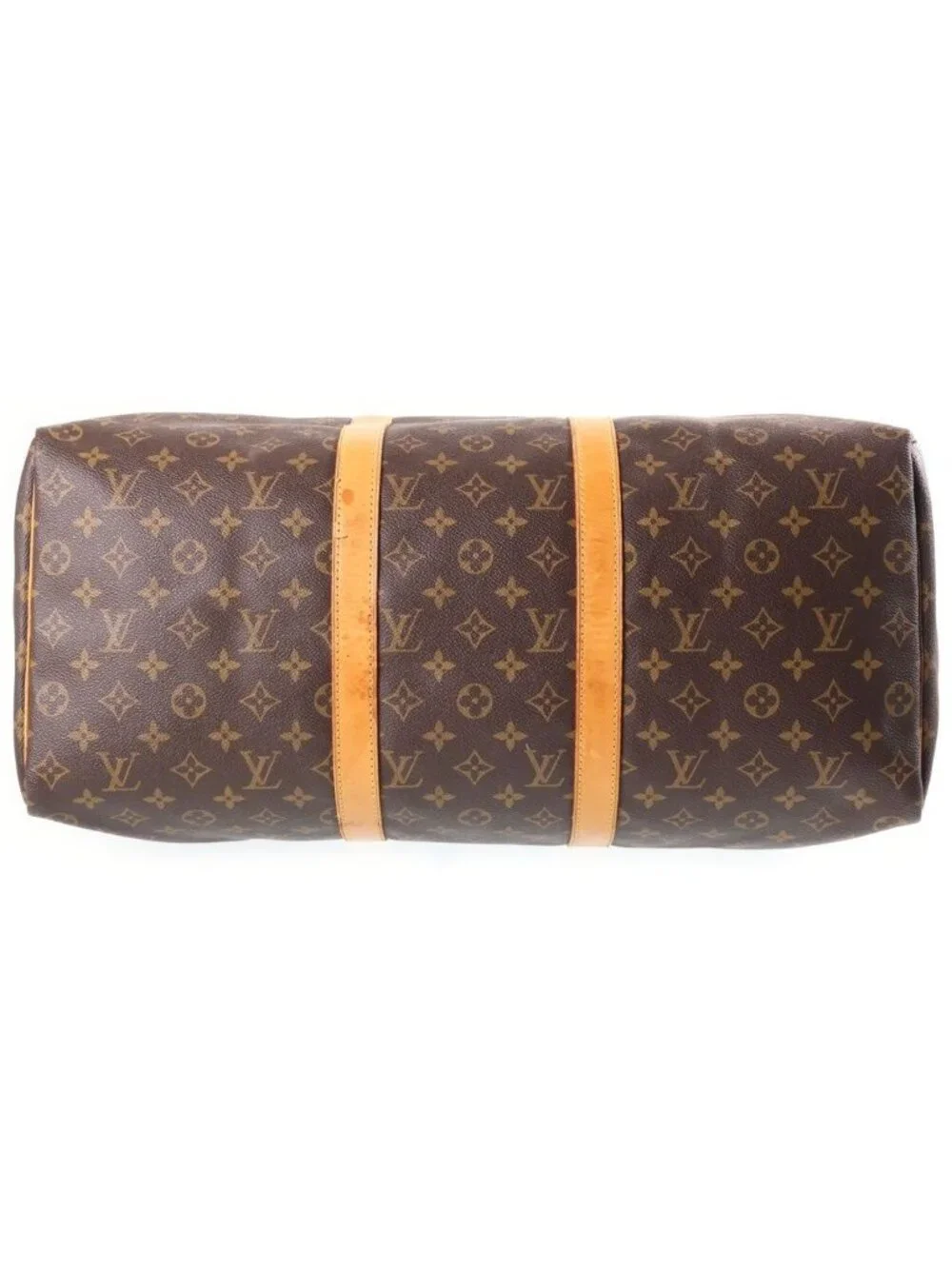 Louis Vuitton Monogram Keepall 50 Leather Boston Bag Brown